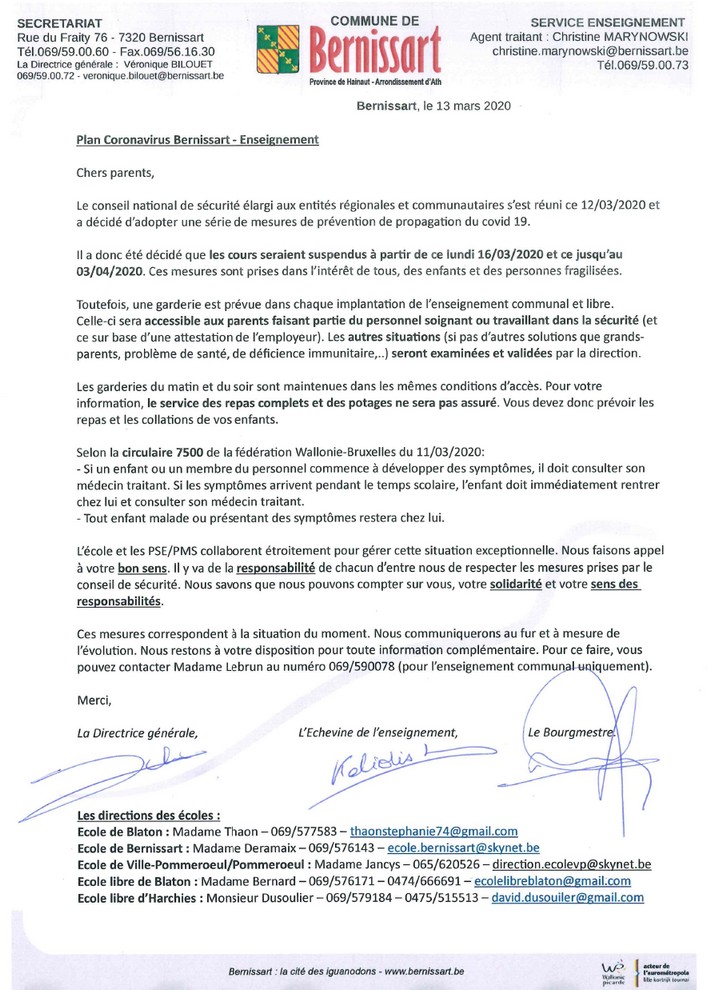 lettre parents